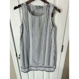 Kenar 100% Linen Striped Mini Tank Shift Dress Size 2
